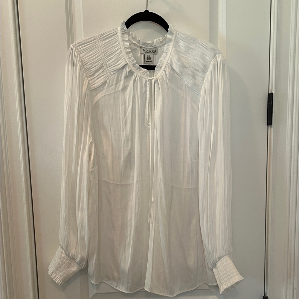 Rachel Zoe White Pleated Blouse